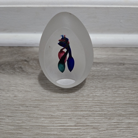 Vintage Artcristal Bohemia Crystal Art Glass Egg Paperweight Frosted Clear - Picture 9 of 9